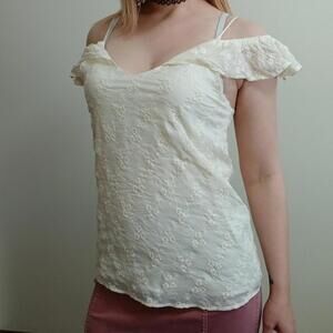 Cream fairy off shoulder lacey blouse